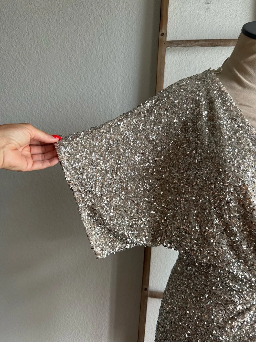 Zara Sequined Mini Wrap Dress Sz: Small - Picture 4 of 15